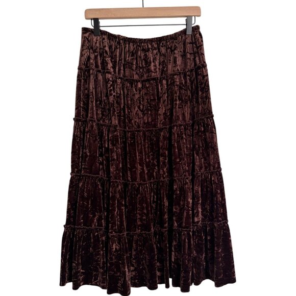 Dresses & Skirts - Brown Crushed Velvet Tiered Skirt Size 14